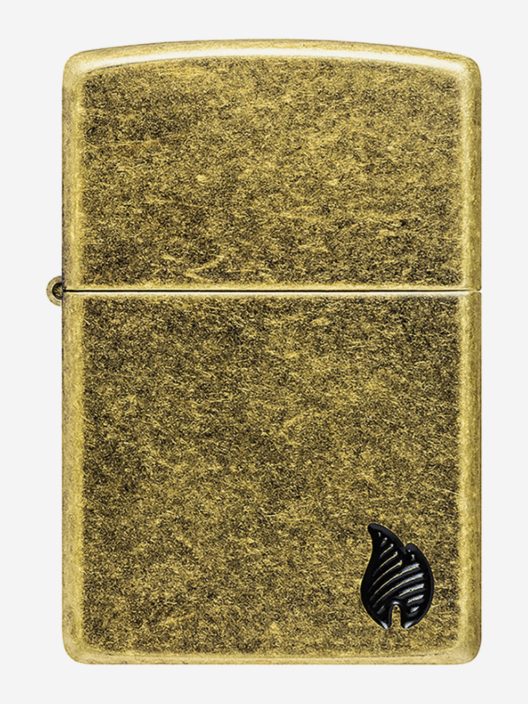 Зажигалка бензиновая ветроустойчивая Zippo Armor Пламя Flame Antique Brass