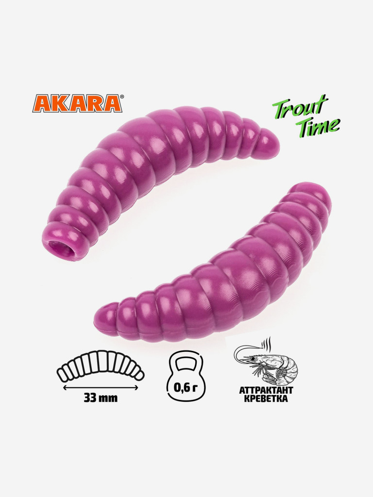 Силиконовая приманка Akara Trout Time MAGGOT 1,3 Shrimp 459 (24 шт.)