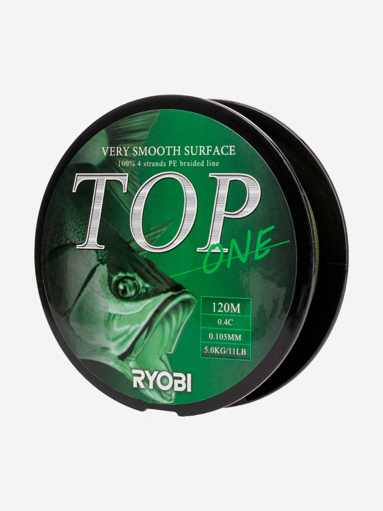 Шнур плетеный для рыбалки Ryobi TOP PE4X, 120м, 0,105мм, 5кг, темно-зеленый