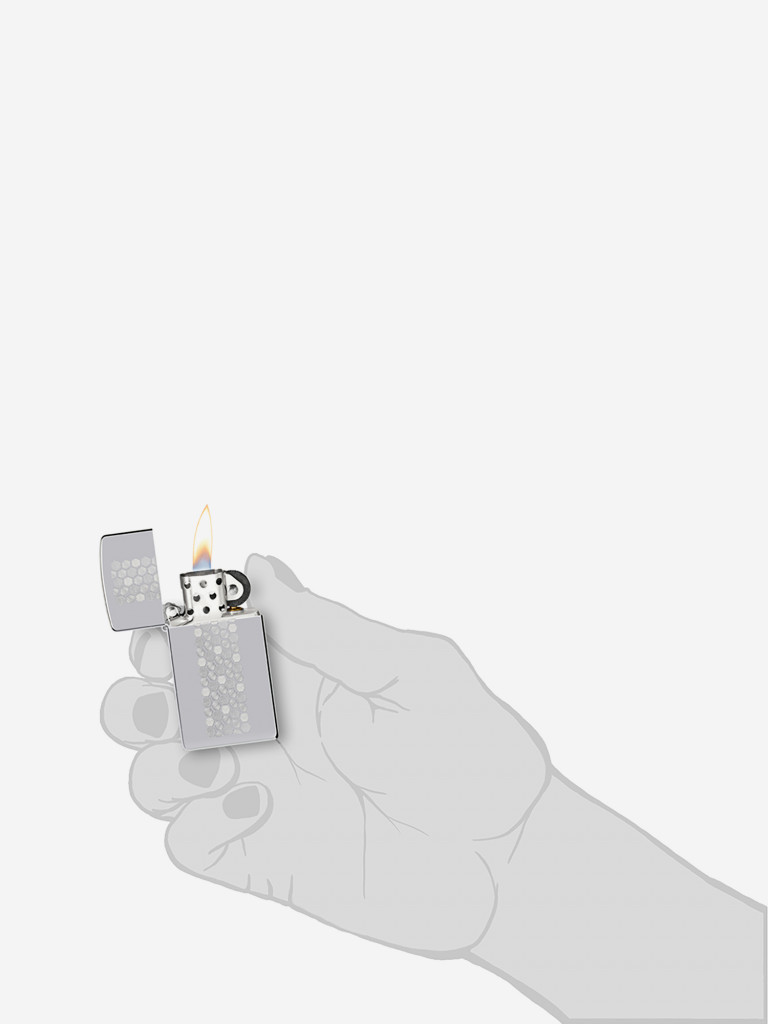 Зажигалка бензиновая ветроустойчивая Zippo Slim Honeycomb Design High Polish Chrome