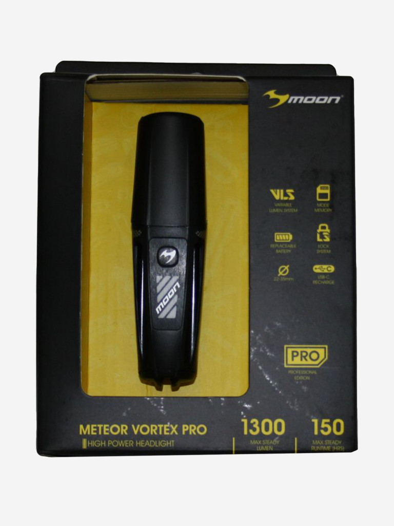 Велофара Moon Meteor Vortex Pro, 1300 люмен 1 диод, 9 режимов , USB-C