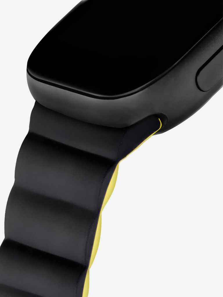 Ремешок для часов Apple Watch 41/40/38 mm Mutural Оригинал, ультралегкий силиконовый на магните — черно-желтый