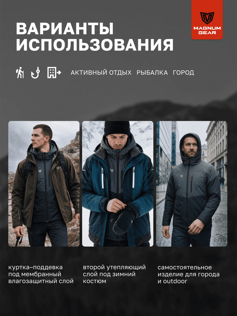 Куртка для рыбалки мужская MAGNUM GEAR RADIATOR HOODY графит