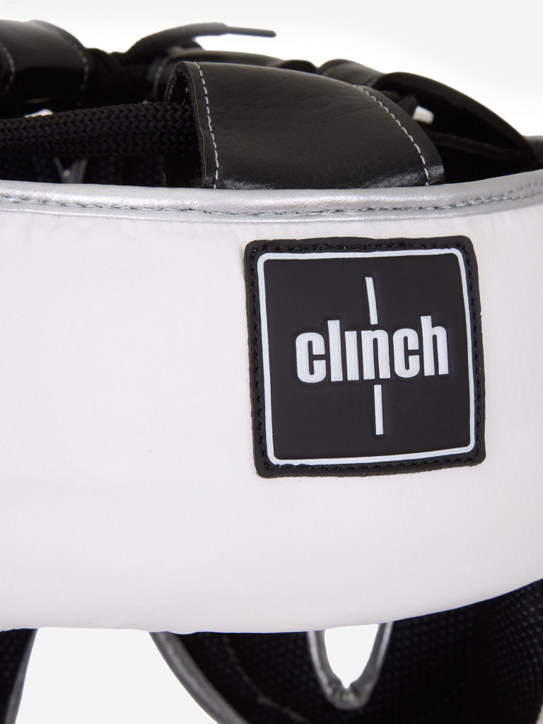 Шлем для единоборств с бампером Clinch Face Guard бело-серебристый