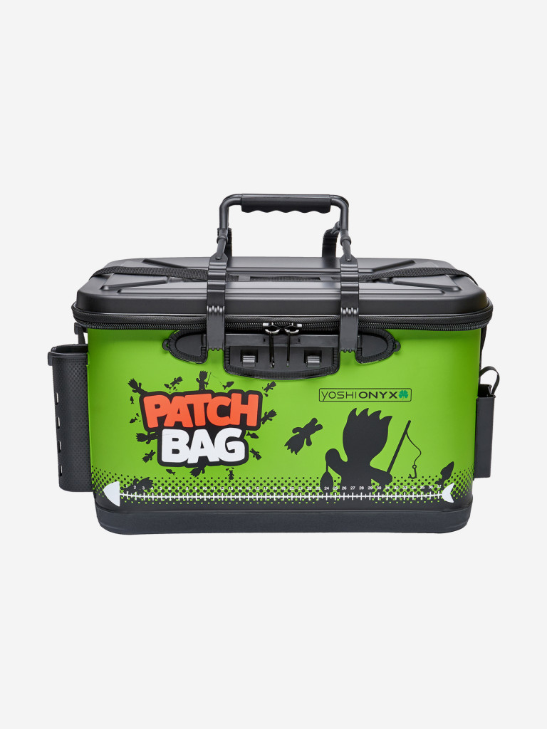 Сумка рыболовная Yoshi Onyx Patch Bag 45х28х29 с держателями для удилищ и инструмента, черно-салатовая
