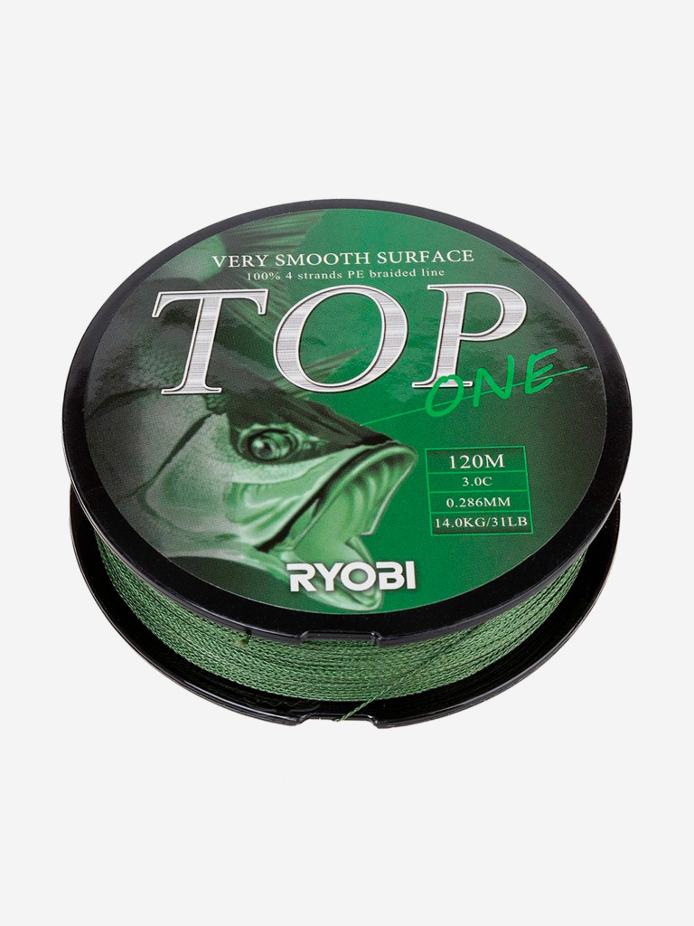 Шнур плетеный для рыбалки Ryobi TOP PE4X, 120м, 0,286мм, 14кг, темно-зеленый