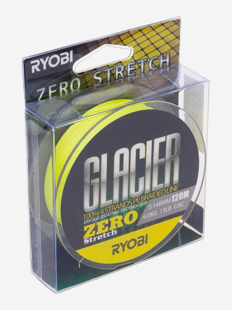 Шнур плетеный для рыбалки Ryobi GLACLER ZERO 120м, 0,148мм, 6кг, желтый