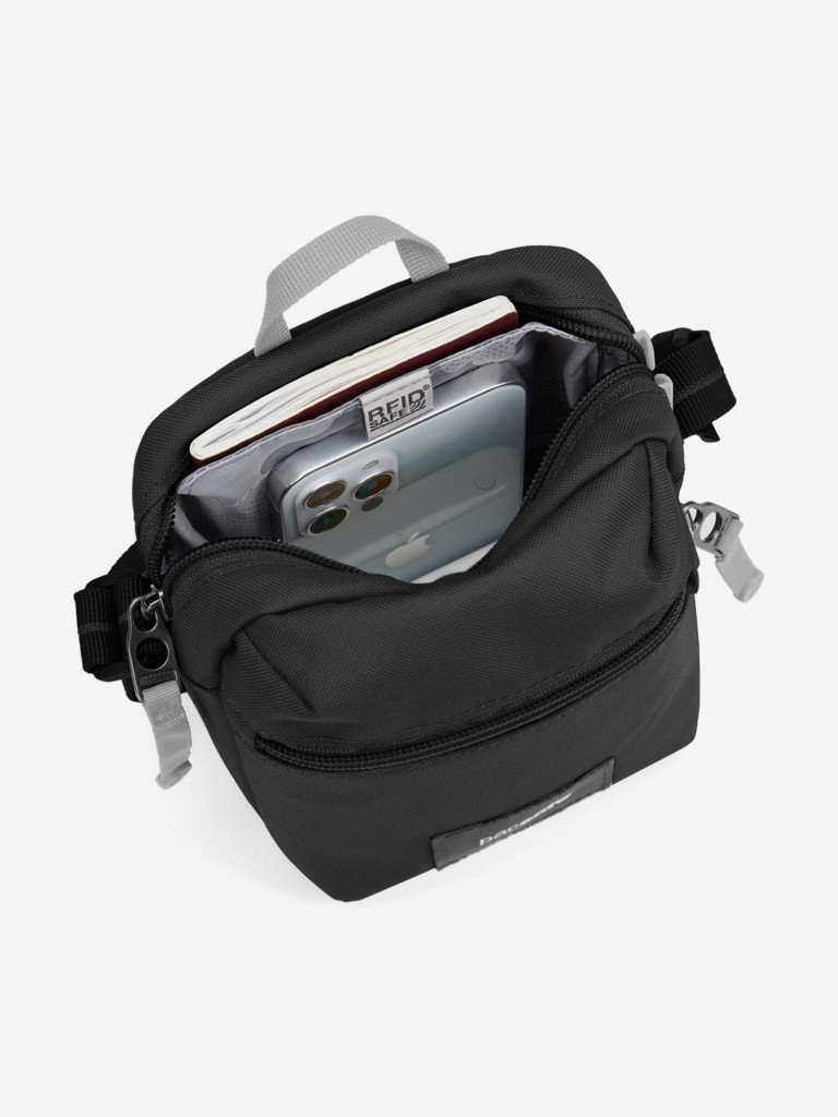 Сумка антивор Pacsafe GO Micro Crossbody, черная смола, 1,5 л.