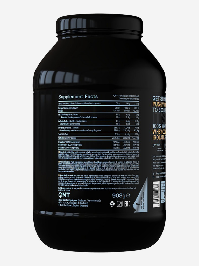 Сывороточный протеин для набора мышечной массы, изолят протеина QNT PRIME WHEY 908g Cookies & Cream