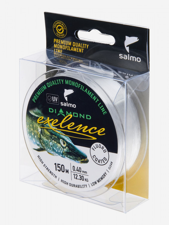 Леска флюорокарбон для летней рыбалки Salmo Diamond EXELENCE FLUORO COATED Clear монофильная длина 150 м, диаметр 0,40 мм