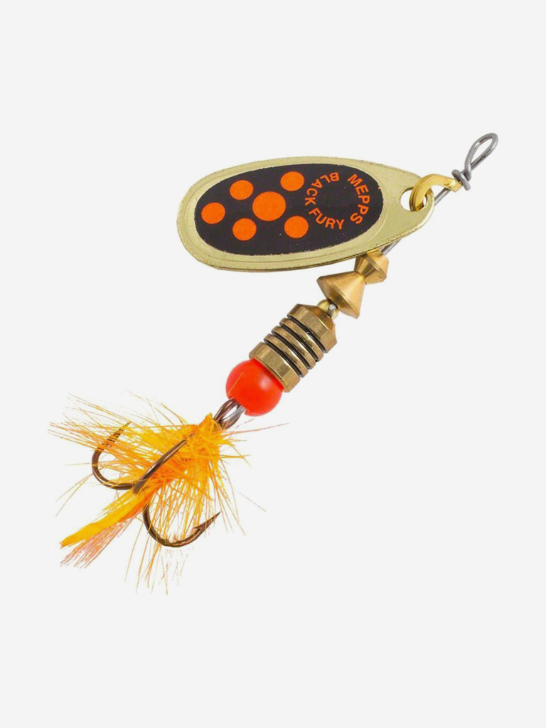 Блесна для рыбалки вертушка Mepps BLACK FURY MOUCHE, 2, Gold/Orange, комплект из 5 штук