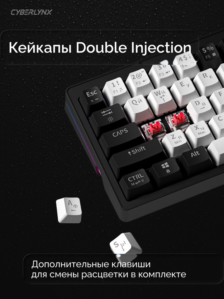 Игровая клавиатура CyberLynx AG63 (белый/черный/зеркальный)