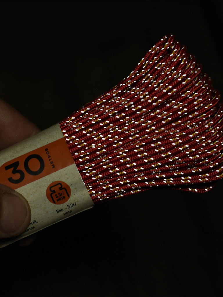 Паракорд 275 T-Gear x CORD nylon 30м световозвращающий (Red'n'Stripes)