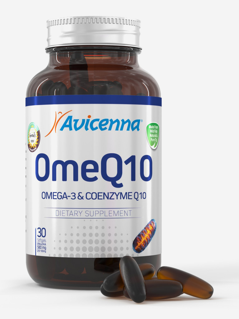 Омега-3 с Коэнзимом Avicenna OmeQ10 для энергии клеток и борьбы с хронической усталостью, 30шт