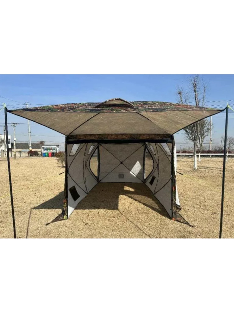 Зимняя палатка Terbo-Mir 2023 камуфляж (400х200 см) трехслойная мобильная баня для кемпинга и рыбалки