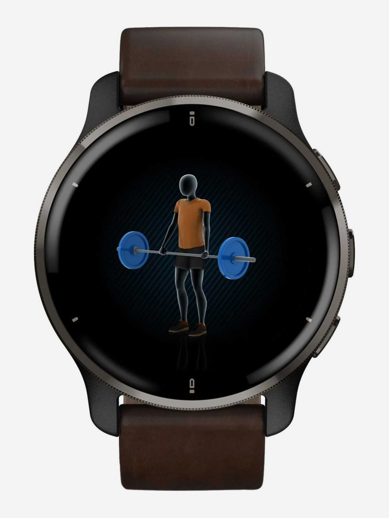 Спортивные наручные часы Garmin Venu 2 Plus Black Slate, Leather