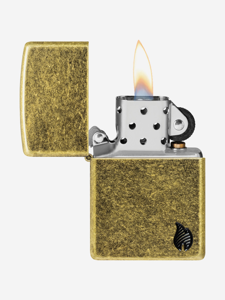 Зажигалка бензиновая ветроустойчивая Zippo Armor Пламя Flame Antique Brass