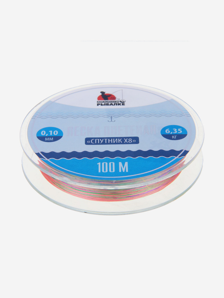 AZOR FISHING Леска плетеная диалоги о рыбалке "Спутник X8", 100м, 0,10мм, 6,35 кг, мультиколор
