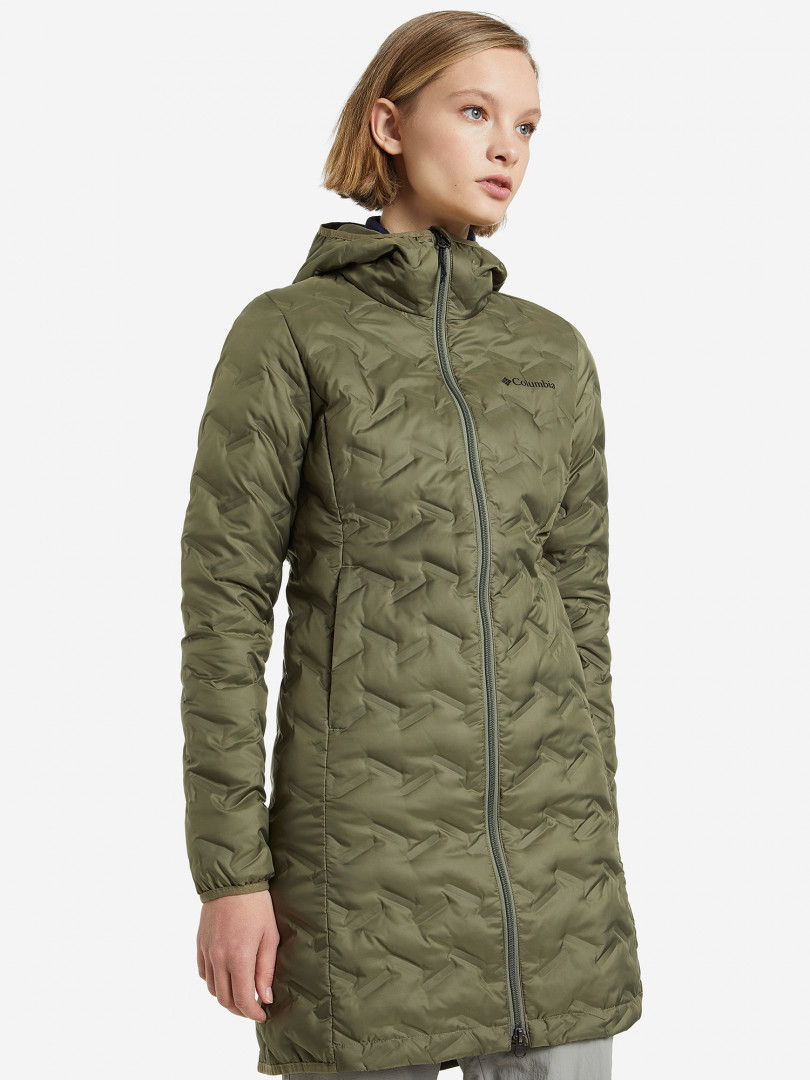 фото Пуховик женский columbia delta ridge long down jacket, зеленый