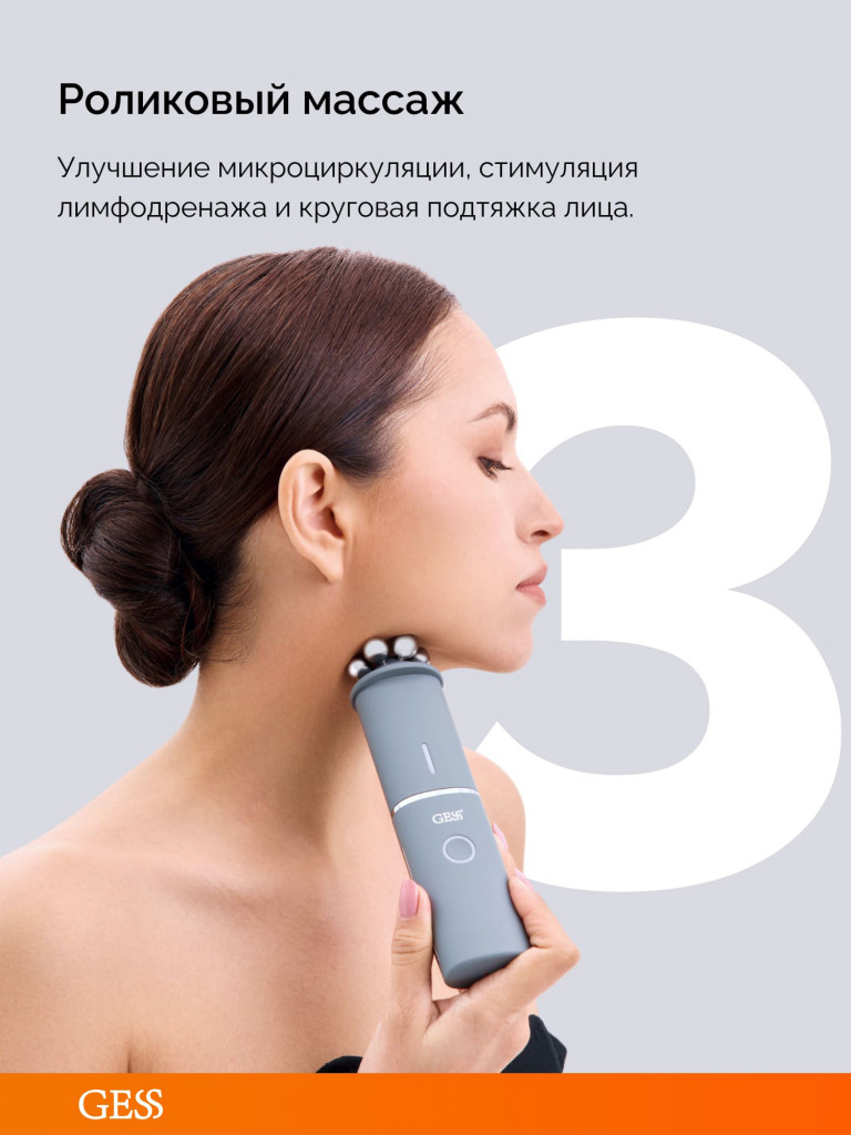 Прибор многофункциональный для лица с насадками GESS THE ONE, уз-чистка, микротоки, RF-лифтинг, роликовый массаж