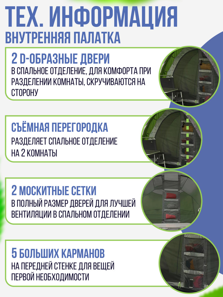 Пятиместная кемпинговая палатка Trek Planet Vario 5