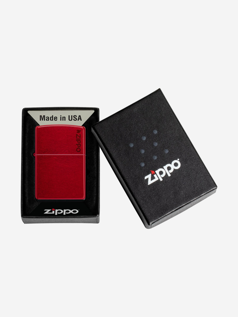 Зажигалка бензиновая ветроустойчивая Zippo Logo Candy Apple Red