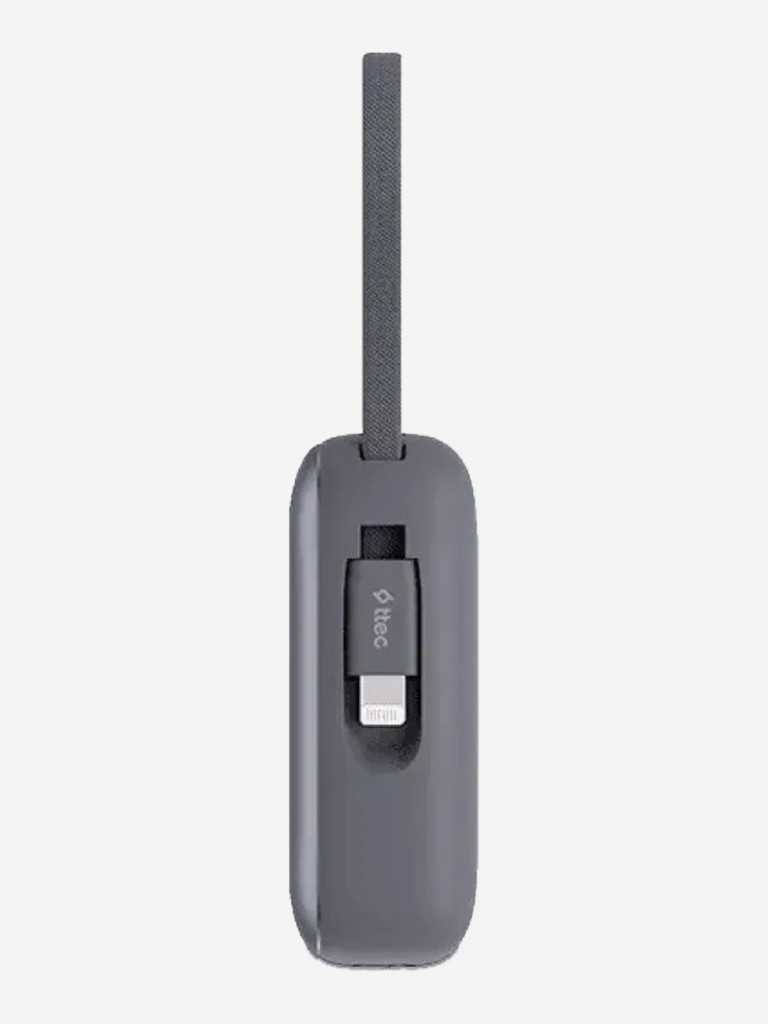 Внешний аккумулятор TTEC ReCharger Mini LCD 10000mAh USB-C PD 35W Powerbank со встроенным кабелем USB-C. Цвет: серый