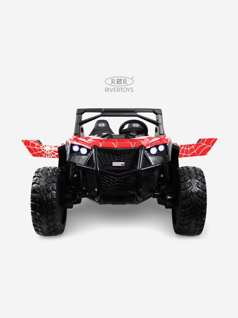 Детский электромобиль RIVERTOYS A707AA LUX NEW 4WD красный спайдер