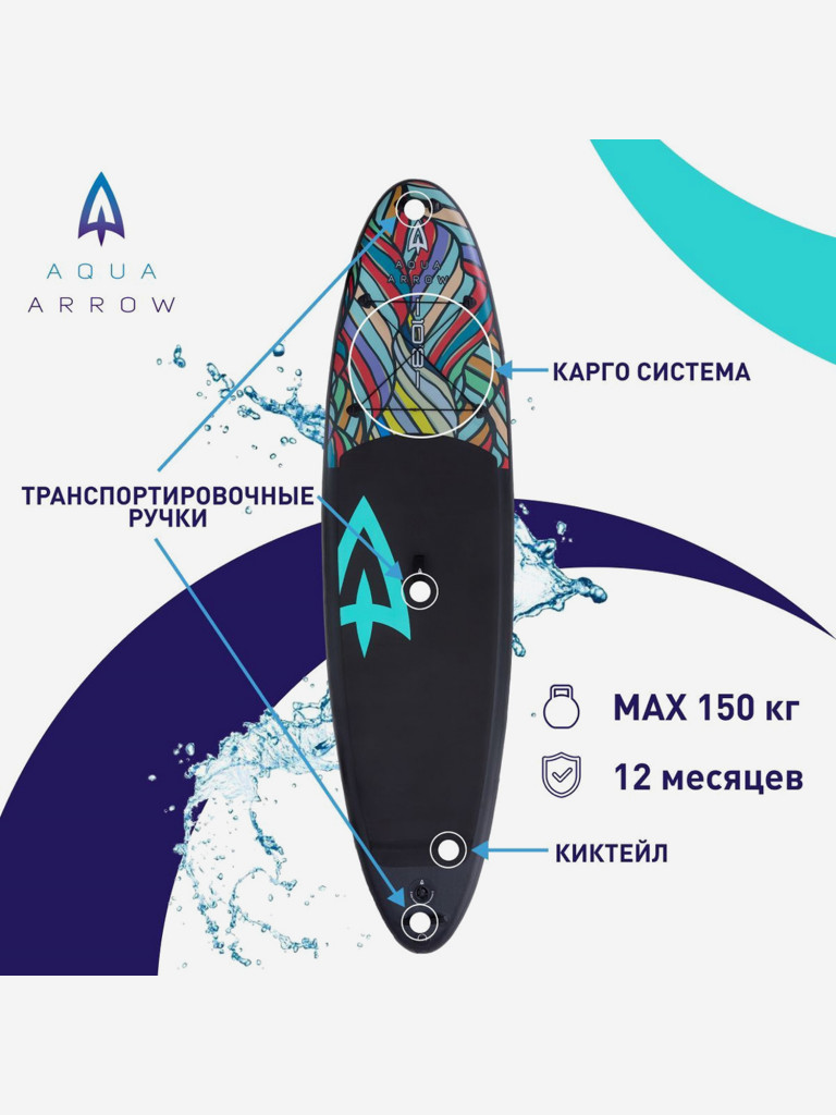 SUP доска надувная Aqua Arrow 10.8 ART Coral, полная комплектация