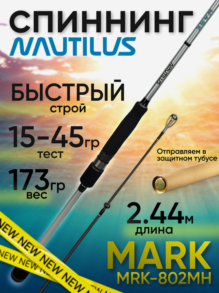 Спиннинг Nautilus MARK MRK-802MH 2.44м 15-45гр