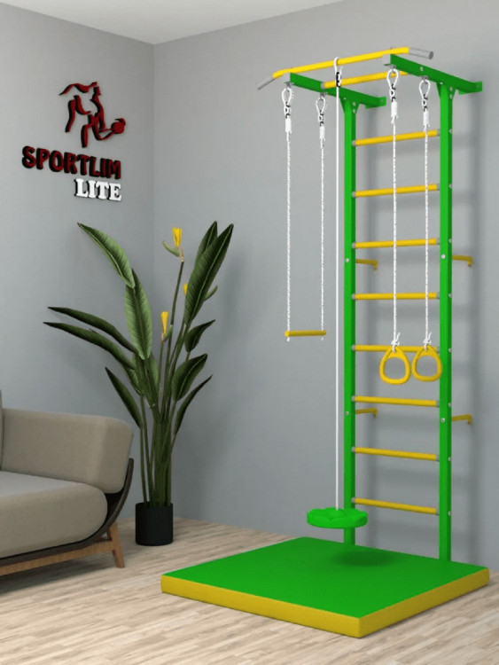 Шведская стенка для детей SportLim LITE "Зелено-желтая"