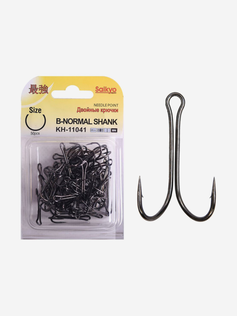 Крючки для рыбалки Saikyo двойные Normal Shank KH-11041 BN, упаковка 50 штук