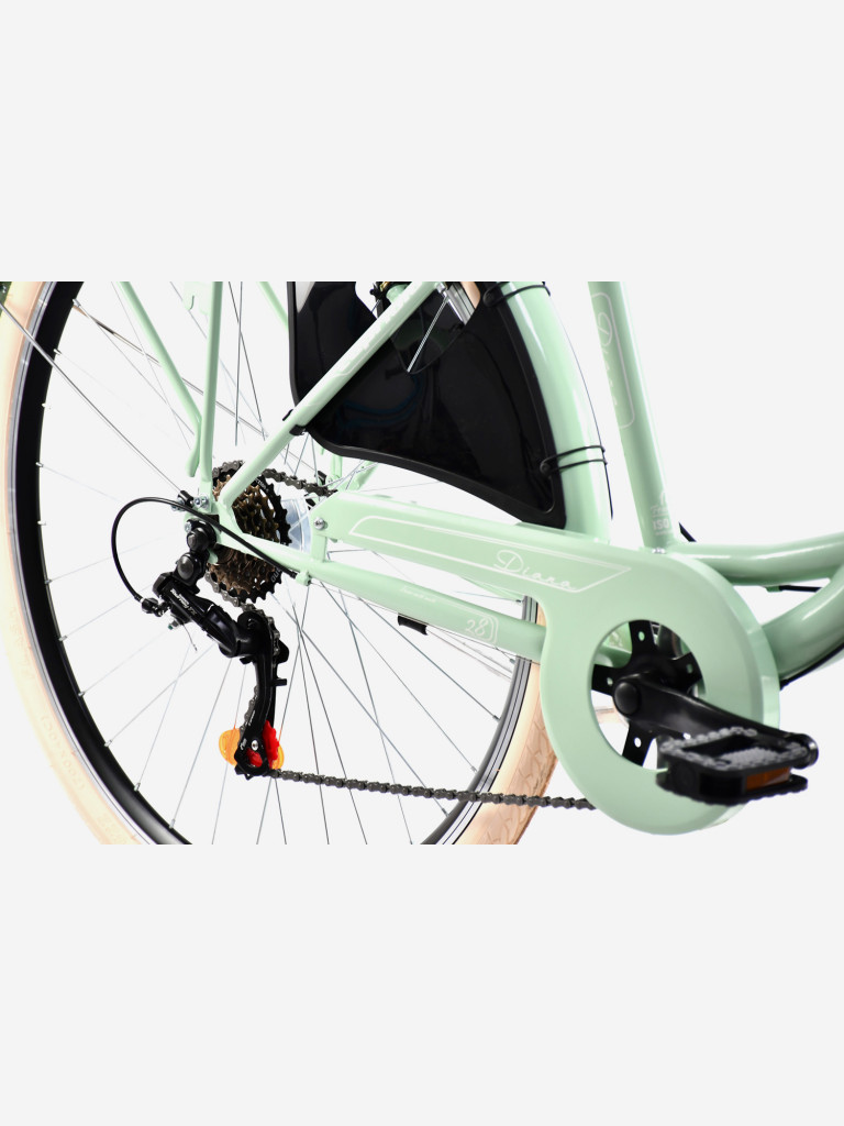 Велосипед CAPRIOLO CITY DIANA ALU (1 X 7), рама алюминий 18'', колёса 28'' (фисташковый - белый)