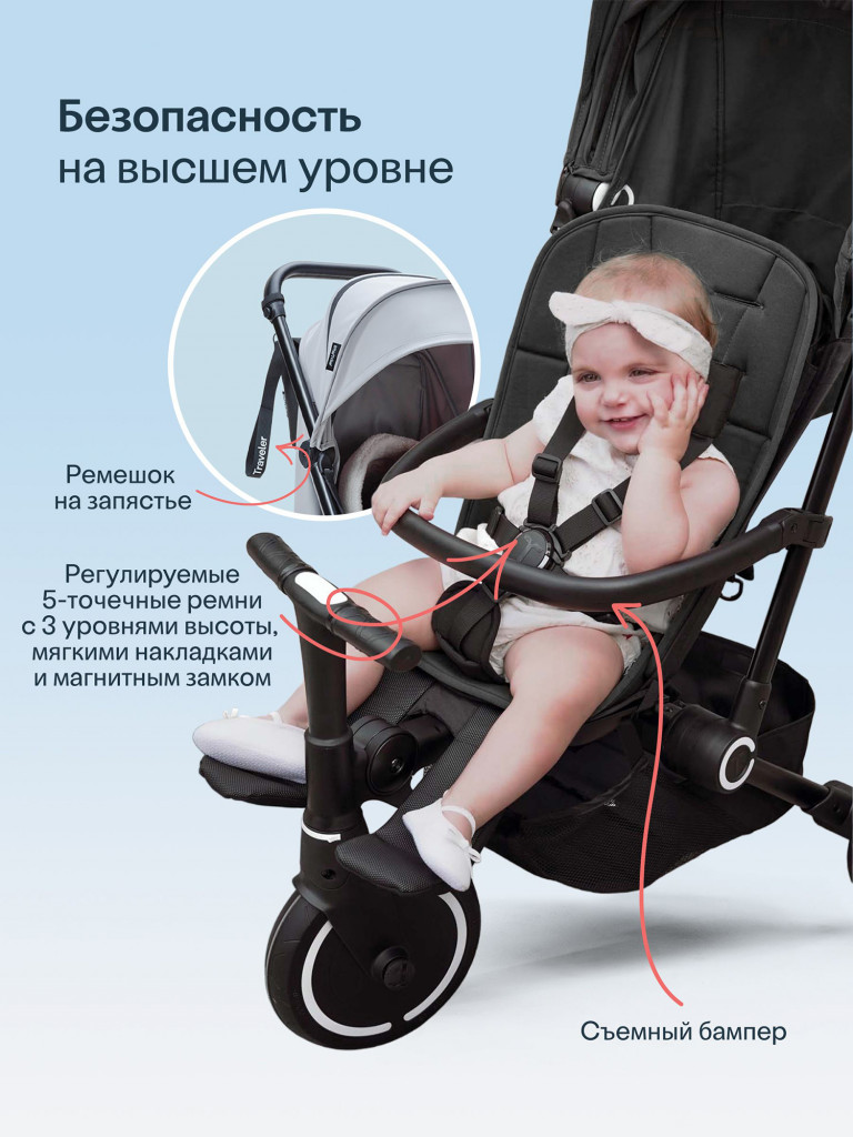 Велосипед детский трехколесный с ручкой SmarTrike Traveler Everest White