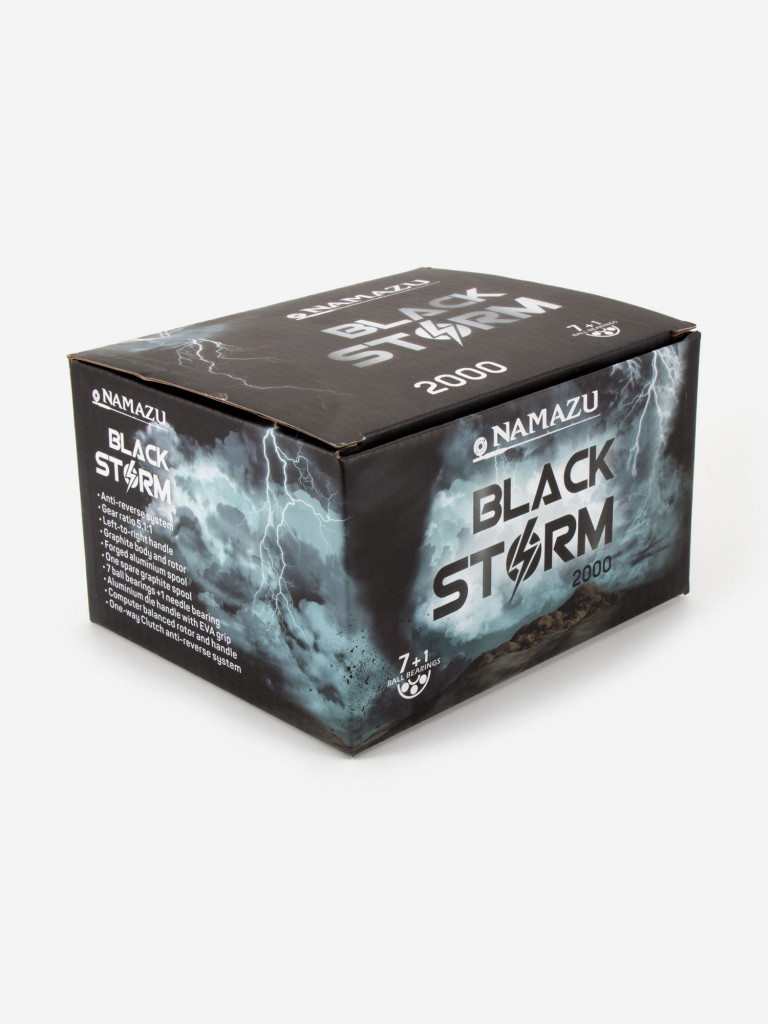 Катушка безынерционная Namazu Black Storm BST3000, 7+1 подшипник, металлическая. шпуля + запасная.