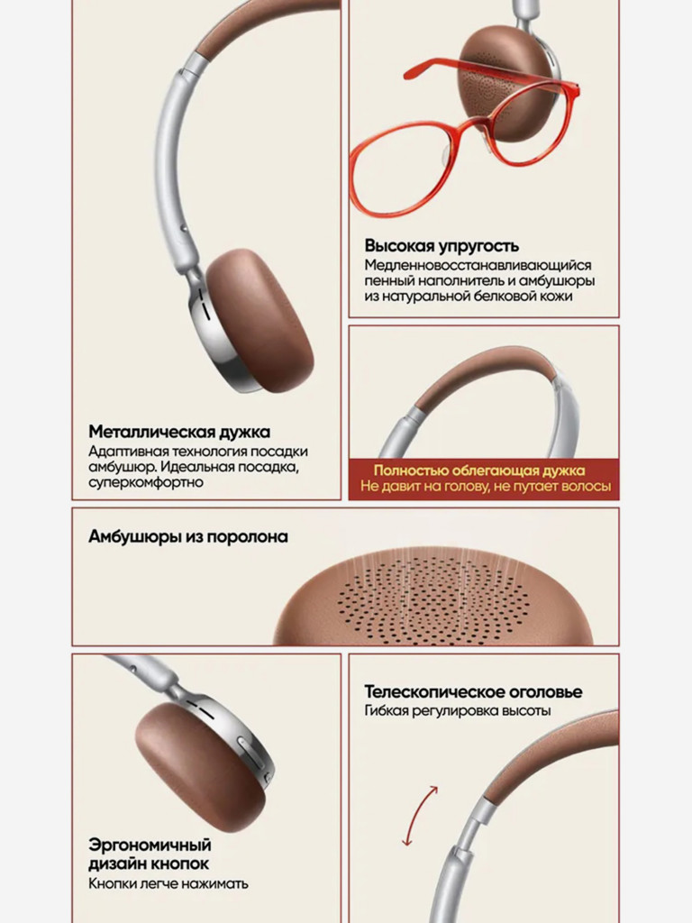 Наушники беспроводные накладные UGREEN HP207 (75629) Studio Plus Bluetooth Active Noise-Cancelling Headphones