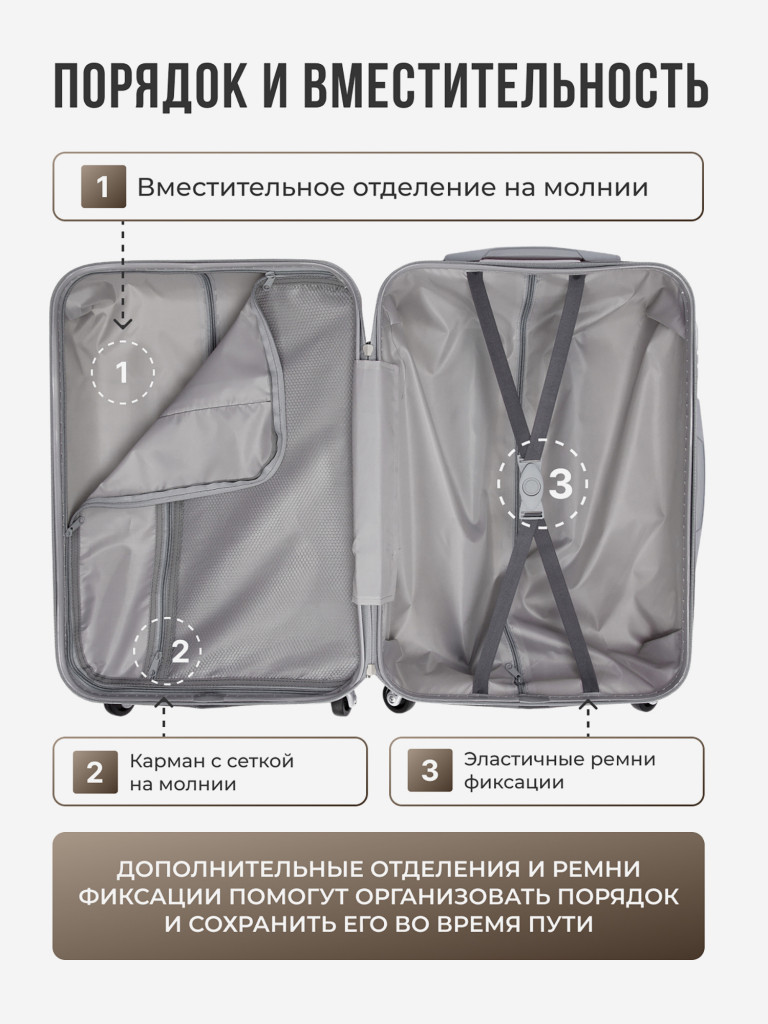 Чемодан Tevin m средний пластиковый неубиваемый