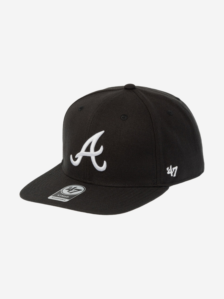 Бейсболка с прямым козырьком 47 BRAND B-NSHOT01WBP-BKD Atlanta Braves MLB (черный)
