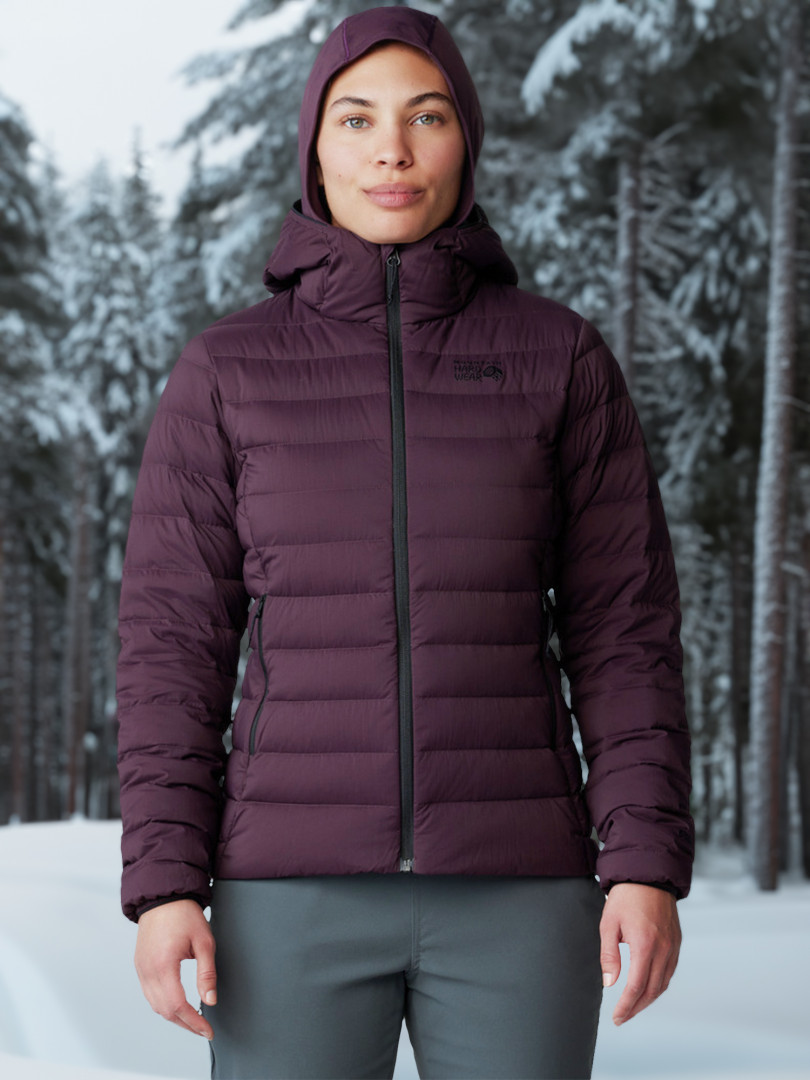 фото Пуховик женский mountain hardwear deloro, фиолетовый