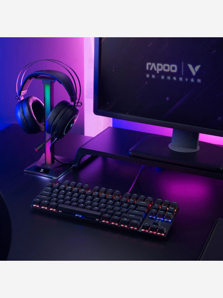 RAPOO Игровая механическая клавиатура проводная V500PRO-87, цвет - черный (12857)