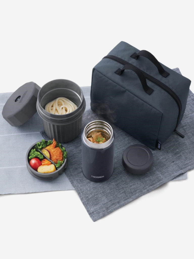 Термос с двумя контейнером в чехле 1 л THERMOS JEC-1000 тёмно-синий
