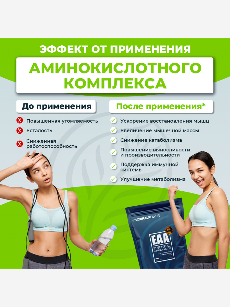 Аминокислоты EAA Natural Power 480г кола с лимоном, Австрия