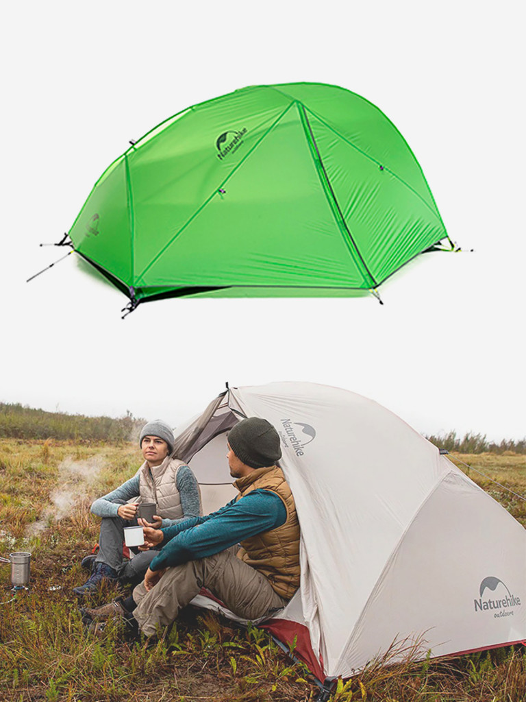 Палатка 2-местная Naturehike Star-river, нейлон 20 D, футпринт, зеленая