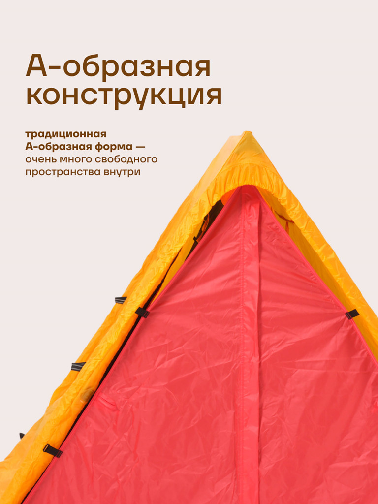 Палатка KLMN двухместная Орбита-2 быстросборная, желто-красная