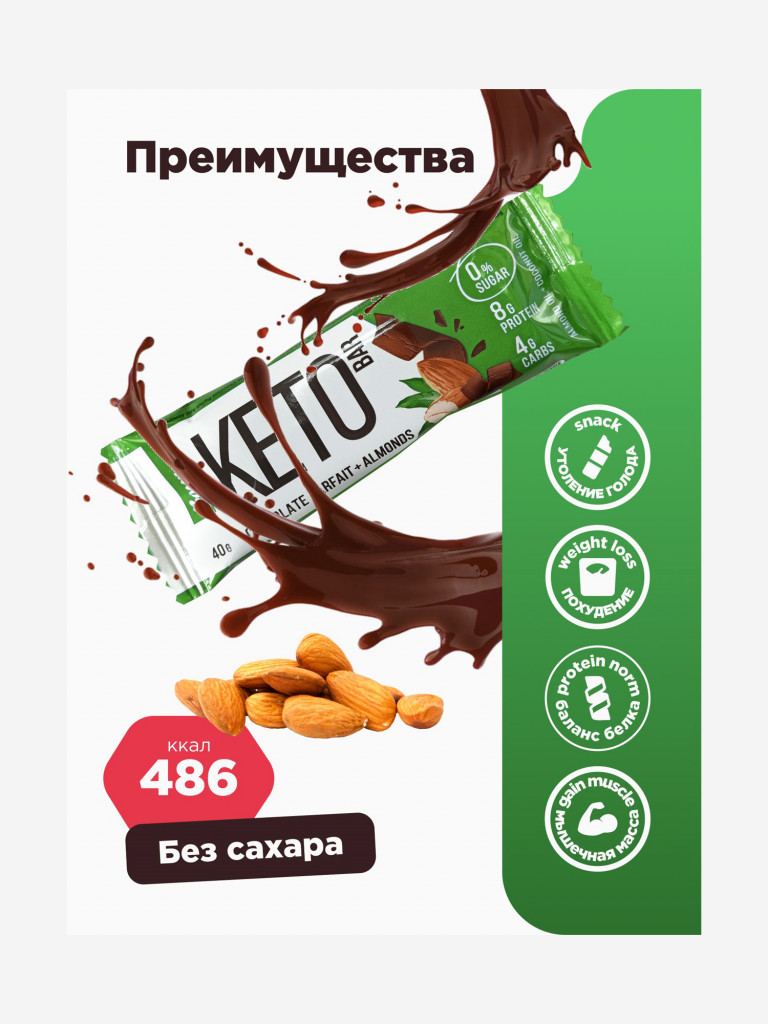 Батончики 12 шт. КЕТО Bombbar "Ассорти", 40г. х 12шт.