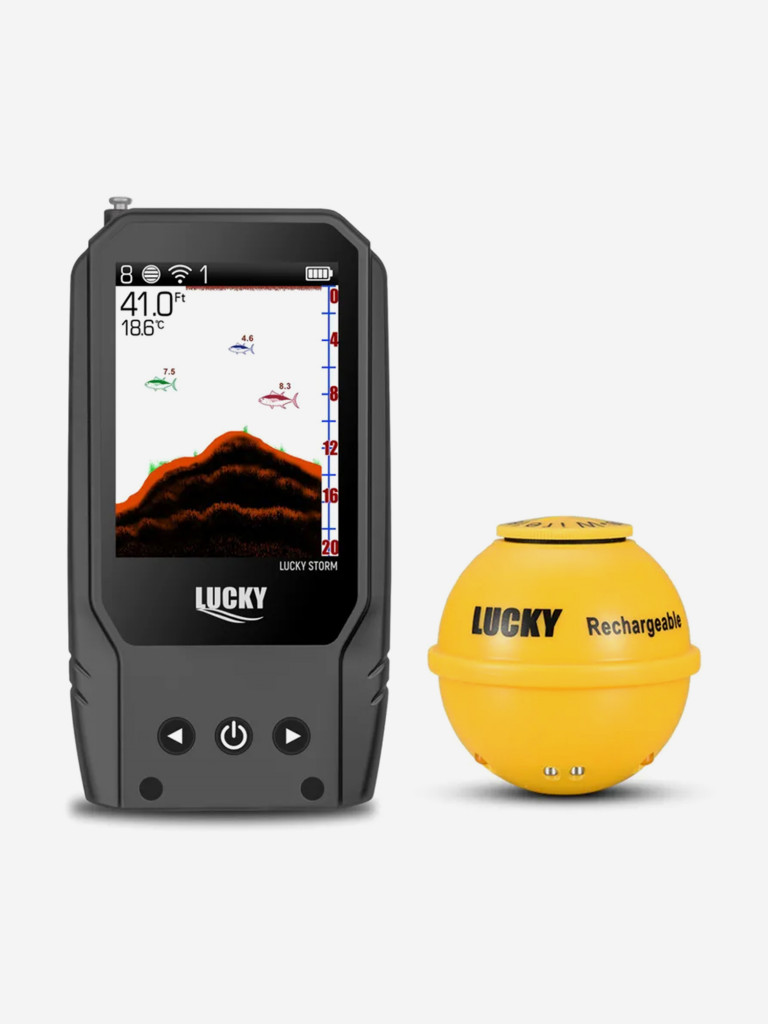 Эхолот Lucky FF205 LA, беспроводной датчик до 70 м, глубина 45 м, цветной экран