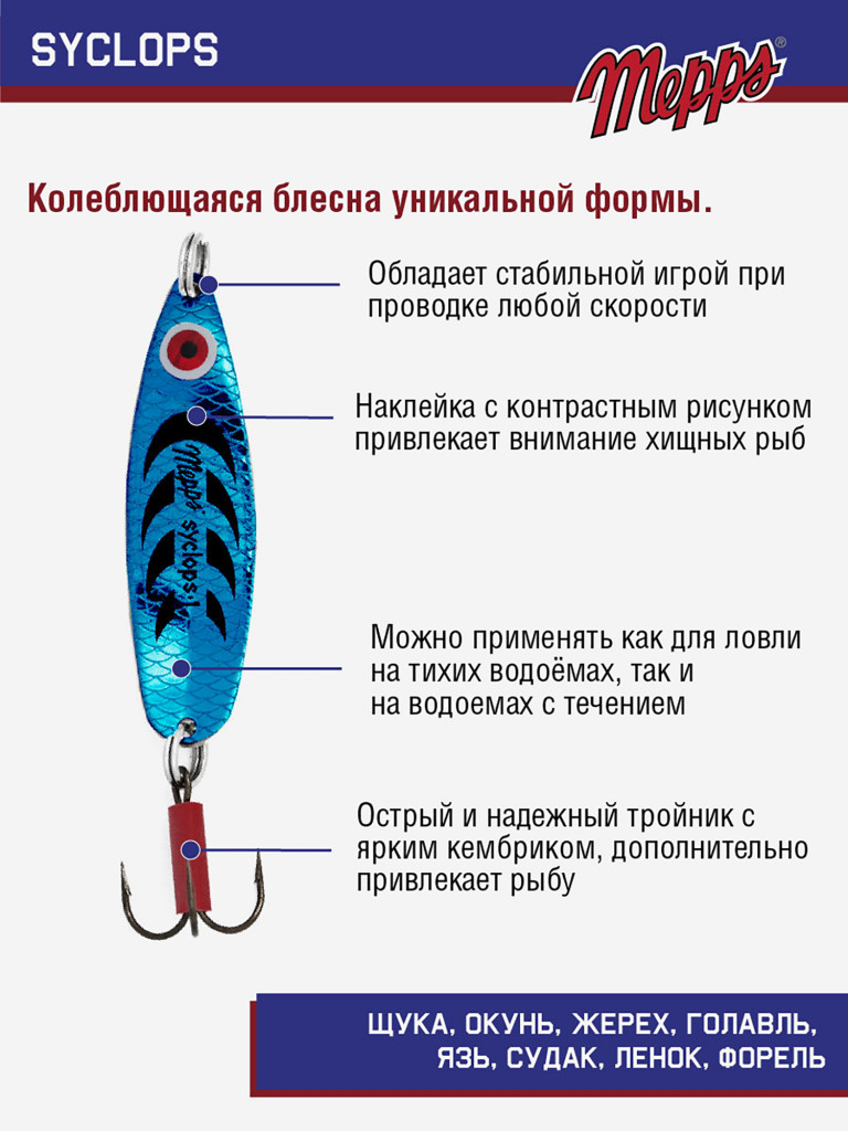 Блесна Mepps SYCLOPS PLATIUM/BLEU №1 (12г)