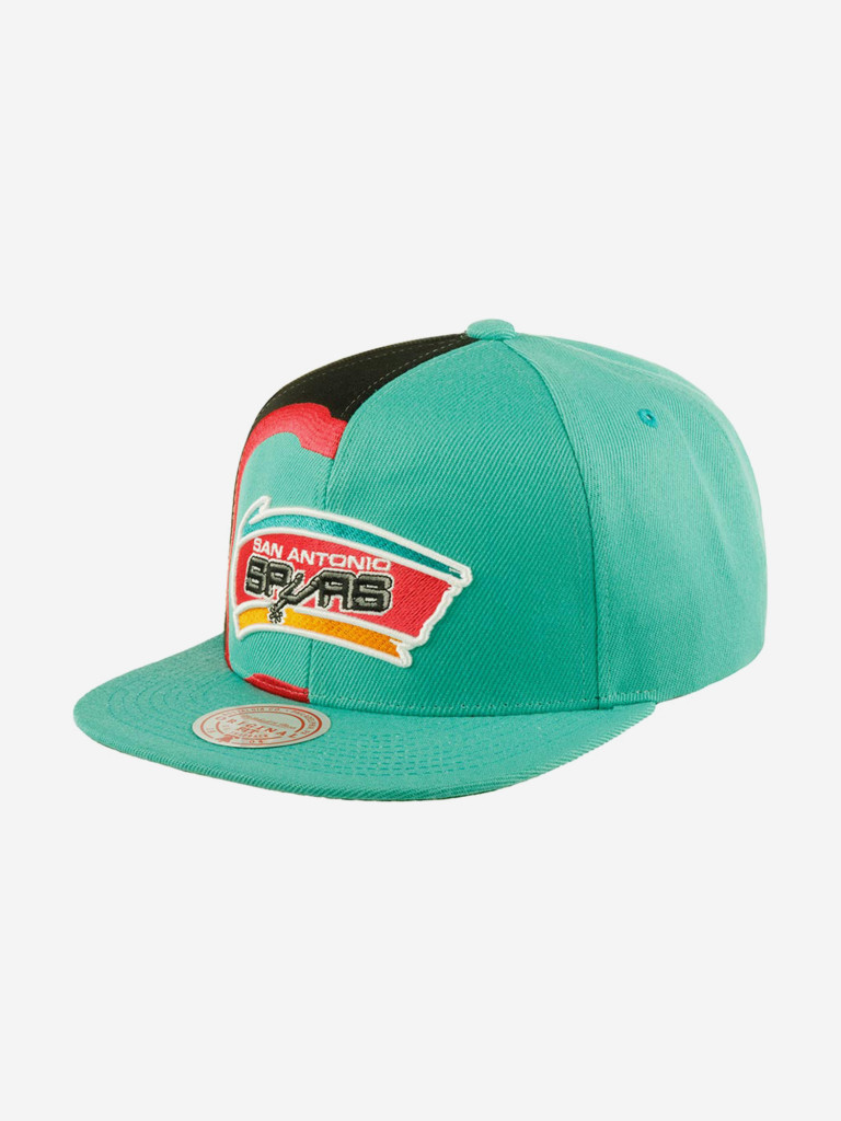 Бейсболка с прямым козырьком MITCHELL NESS HHSS2992-SASYYPPPTEAL San Antonio Spurs NBA