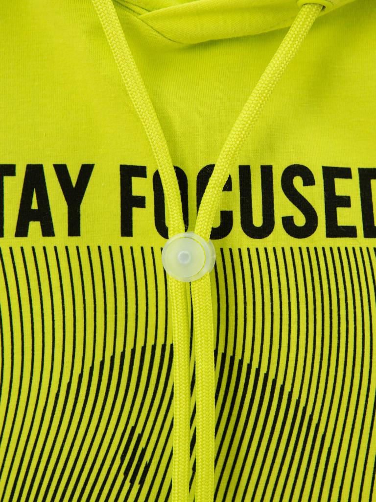 Футболка с капюшоном и принтом салатовая для мальчика Button Blue