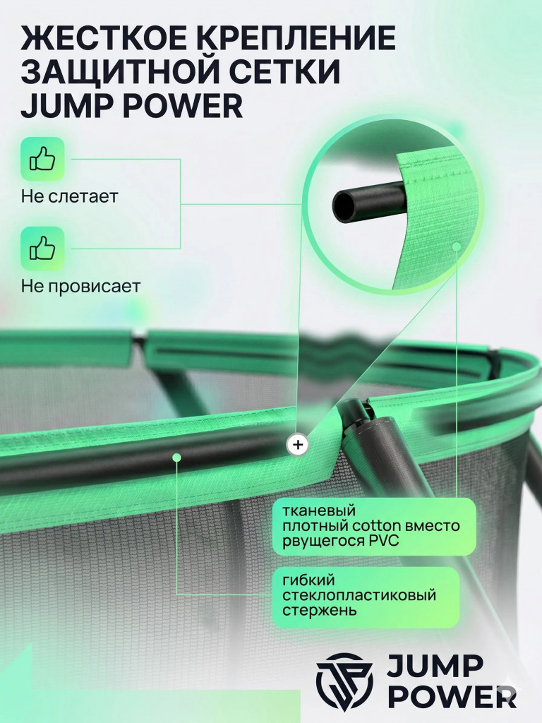 Каркасный батут Jump Power 14 ft Pro Inside Basket Green